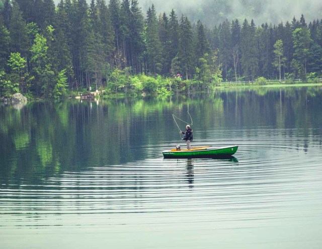 wood fishing sea mountains
